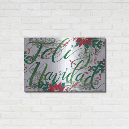 Luxe Metal Art 'Feliz Navidad' by Cindy Jacobs, Metal Wall Art,36x24