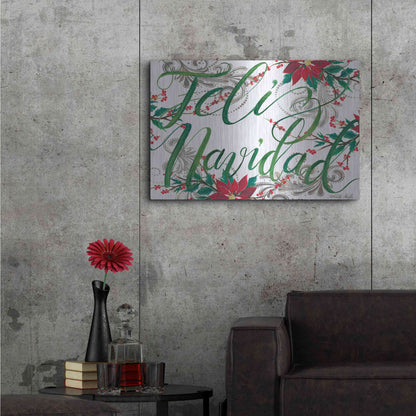 Luxe Metal Art 'Feliz Navidad' by Cindy Jacobs, Metal Wall Art,36x24