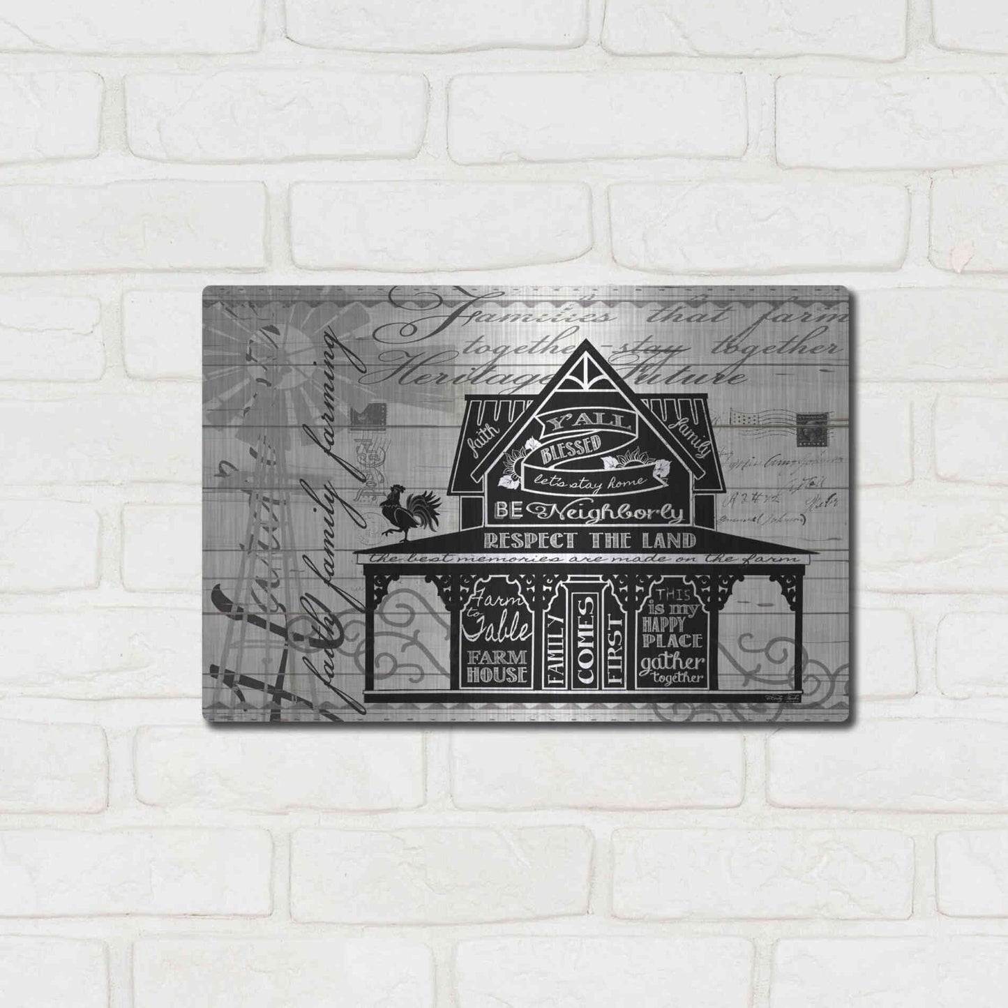 Luxe Metal Art 'Y'all Blessed Farmhouse' by Cindy Jacobs, Metal Wall Art,16x12