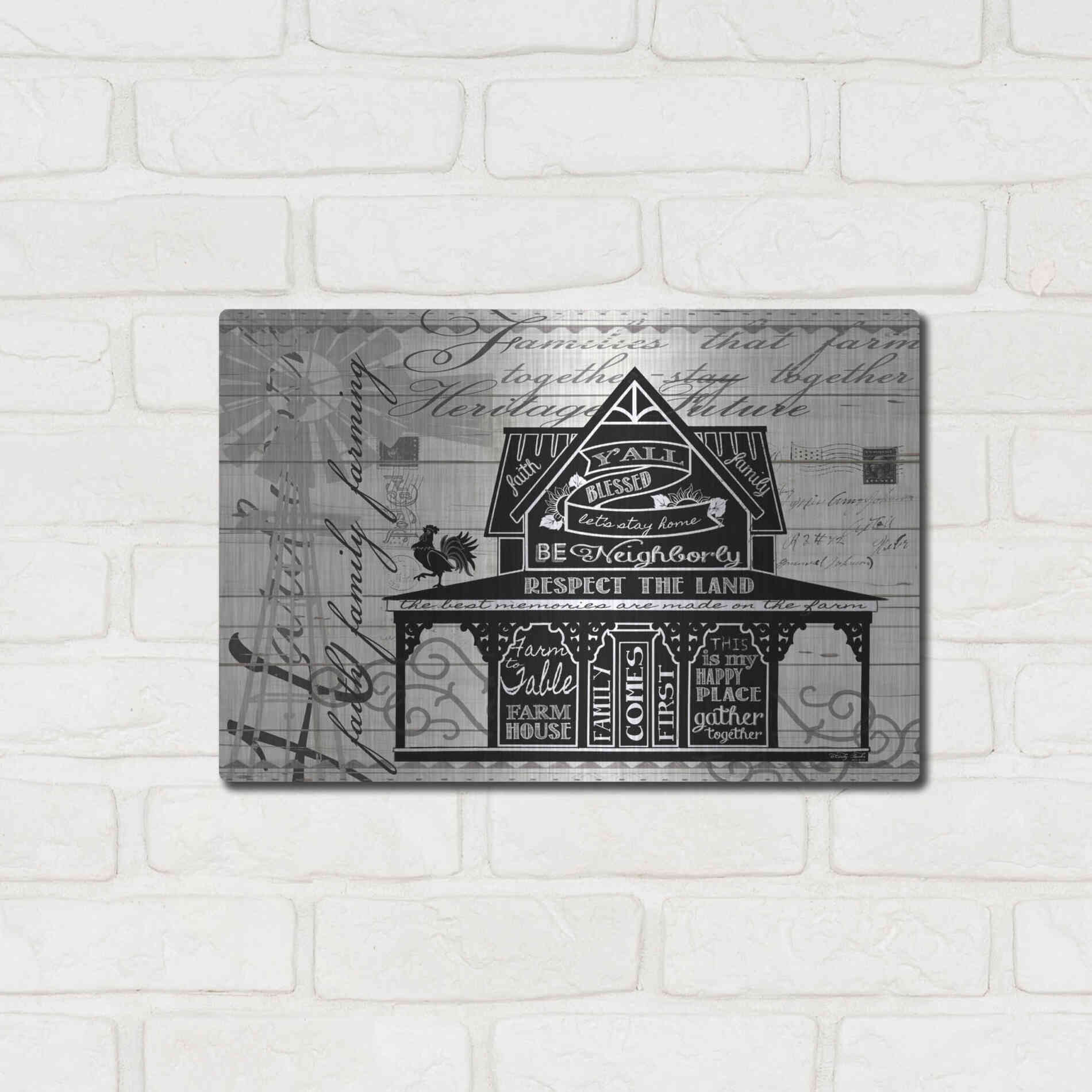 Luxe Metal Art 'Y'all Blessed Farmhouse' by Cindy Jacobs, Metal Wall Art,16x12