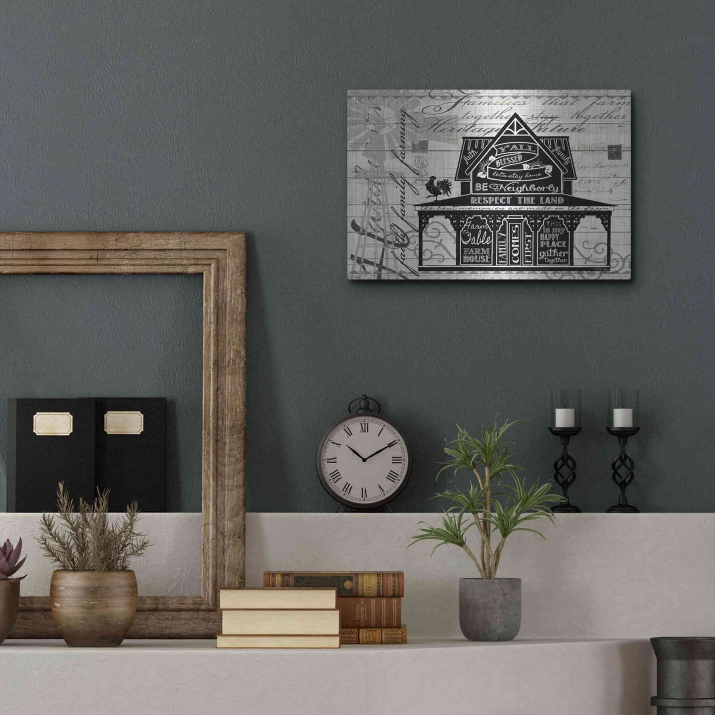 Luxe Metal Art 'Y'all Blessed Farmhouse' by Cindy Jacobs, Metal Wall Art,16x12