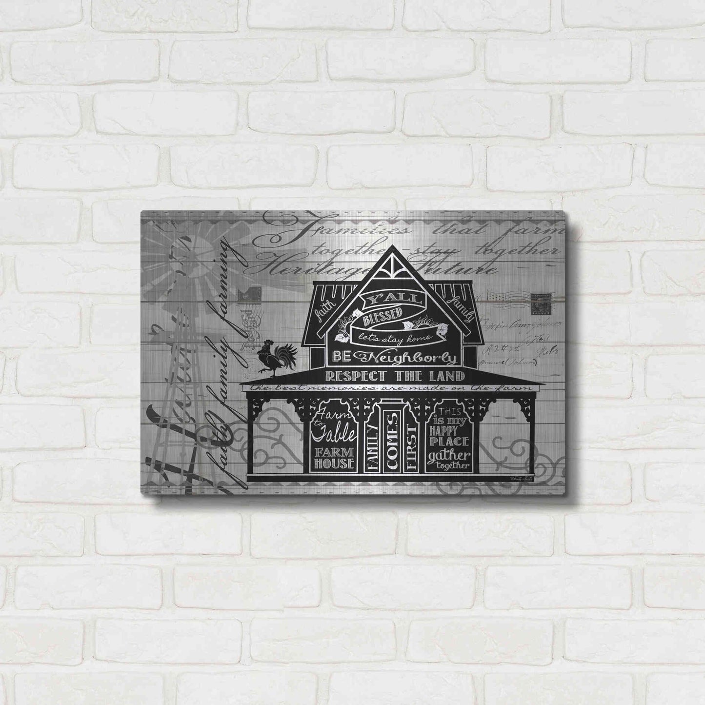 Luxe Metal Art 'Y'all Blessed Farmhouse' by Cindy Jacobs, Metal Wall Art,24x16