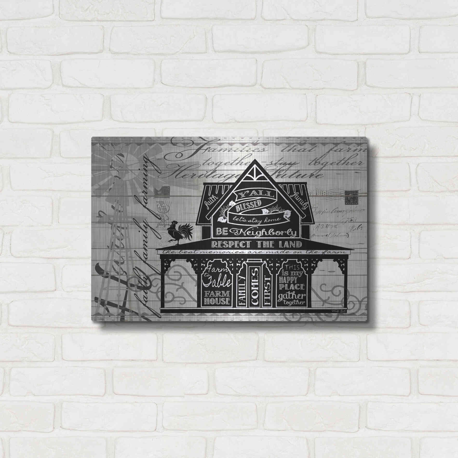 Luxe Metal Art 'Y'all Blessed Farmhouse' by Cindy Jacobs, Metal Wall Art,24x16