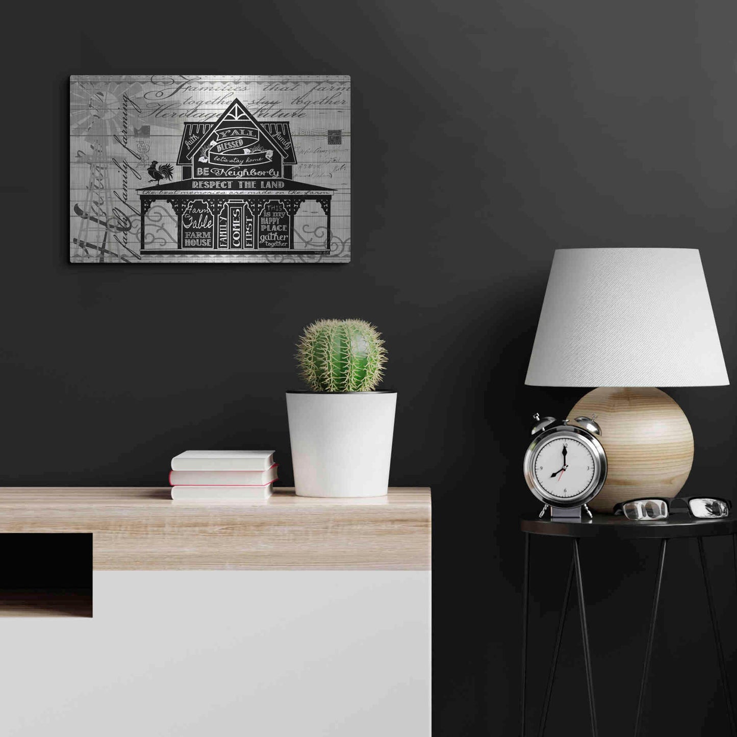 Luxe Metal Art 'Y'all Blessed Farmhouse' by Cindy Jacobs, Metal Wall Art,24x16