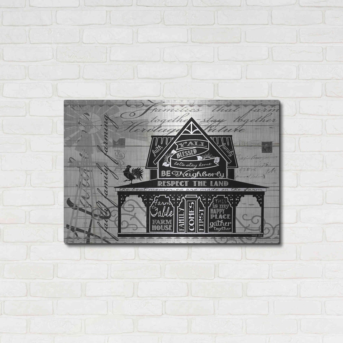 Luxe Metal Art 'Y'all Blessed Farmhouse' by Cindy Jacobs, Metal Wall Art,36x24