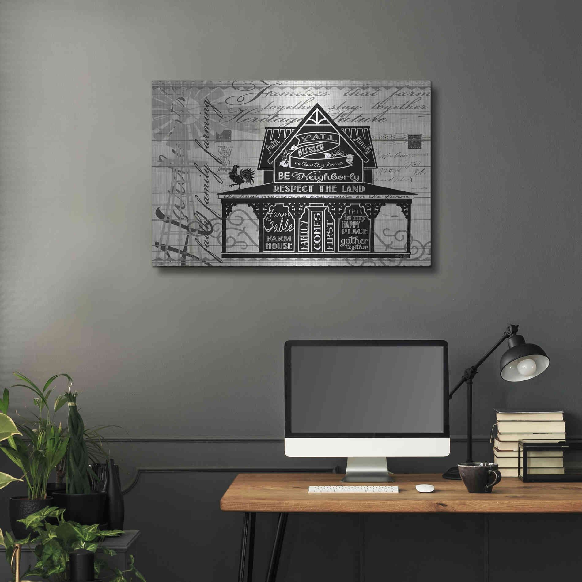 Luxe Metal Art 'Y'all Blessed Farmhouse' by Cindy Jacobs, Metal Wall Art,36x24