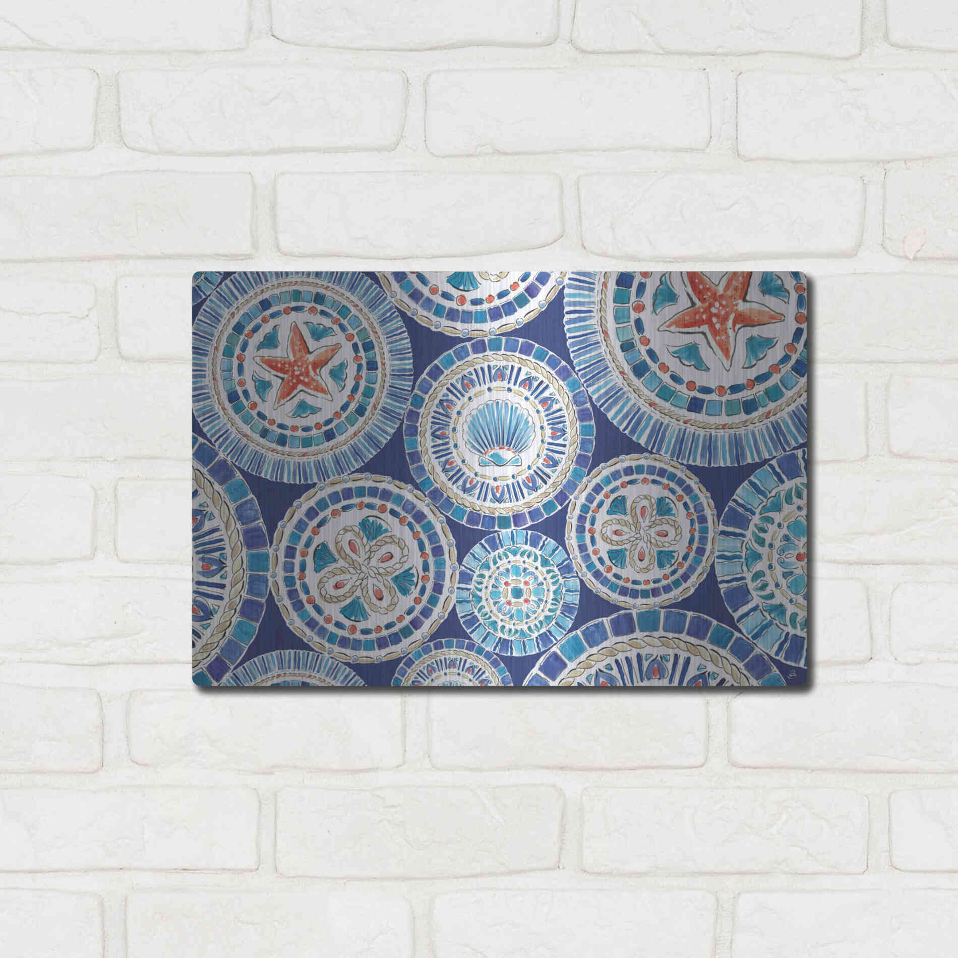 Luxe Metal Art 'Maritime XV' by Daphne Brissonet, Metal Wall Art,16x12