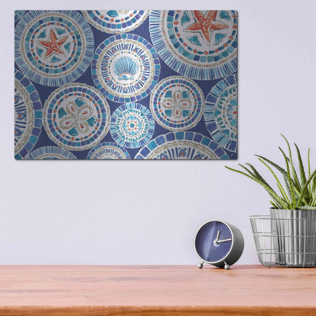 Luxe Metal Art 'Maritime XV' by Daphne Brissonet, Metal Wall Art,16x12