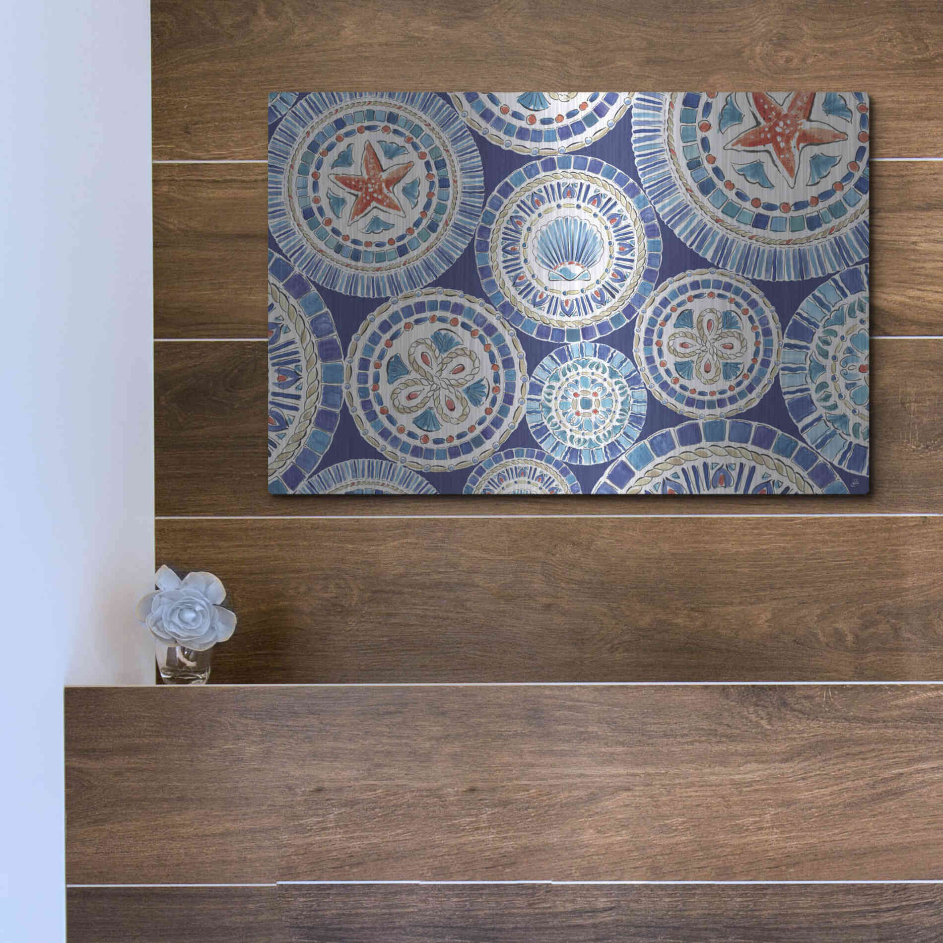 Luxe Metal Art 'Maritime XV' by Daphne Brissonet, Metal Wall Art,16x12