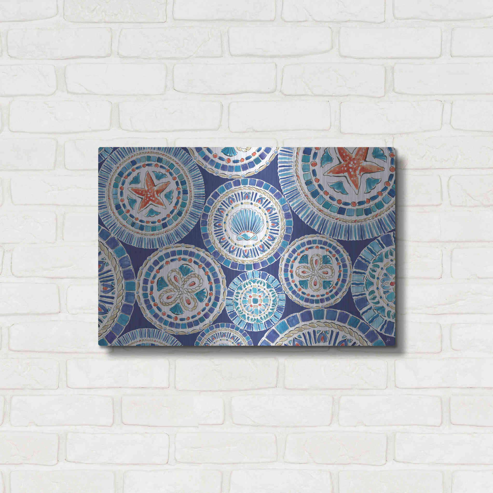 Luxe Metal Art 'Maritime XV' by Daphne Brissonet, Metal Wall Art,24x16