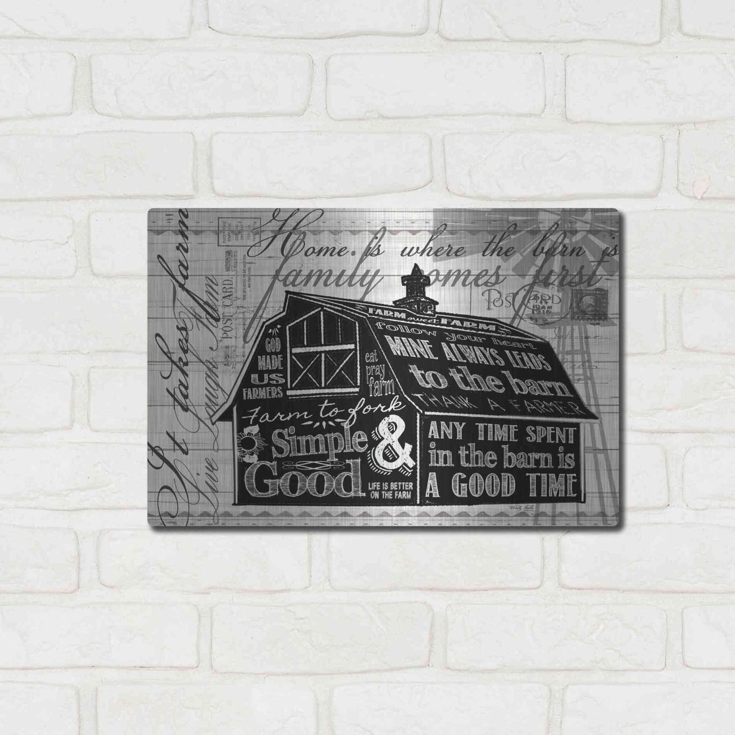 Luxe Metal Art 'Simple & Good Barn' by Cindy Jacobs, Metal Wall Art,16x12