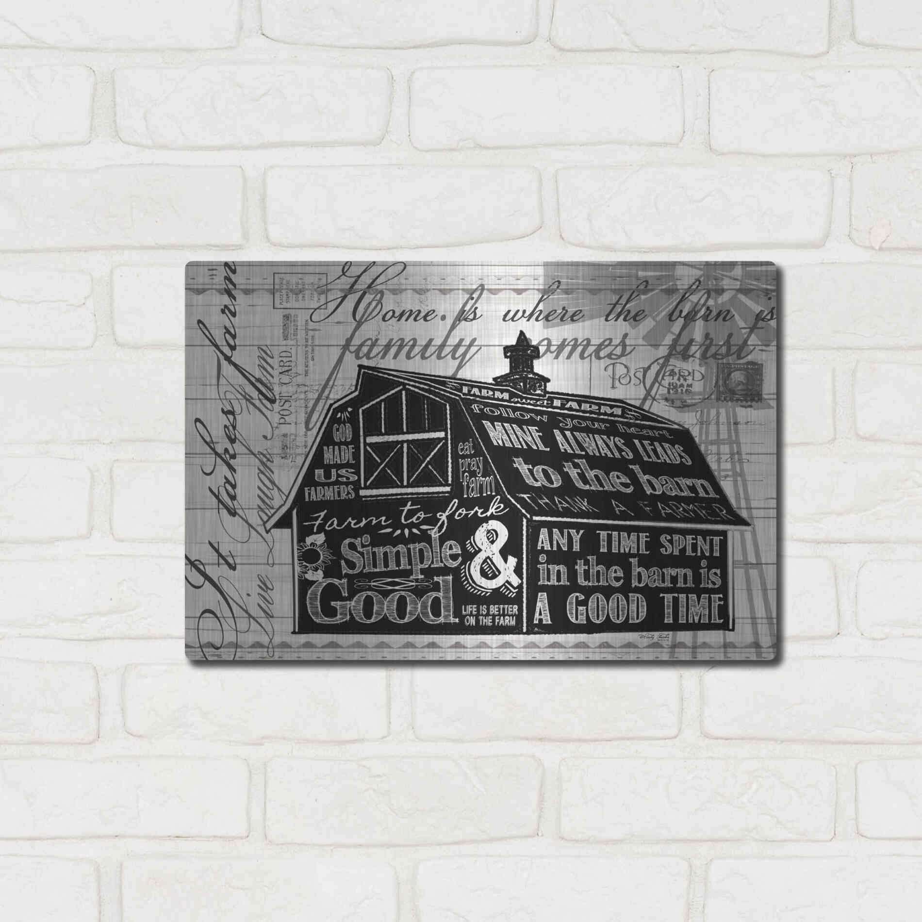 Luxe Metal Art 'Simple & Good Barn' by Cindy Jacobs, Metal Wall Art,16x12