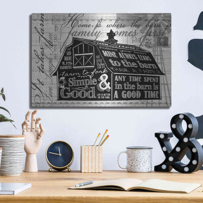 Luxe Metal Art 'Simple & Good Barn' by Cindy Jacobs, Metal Wall Art,16x12