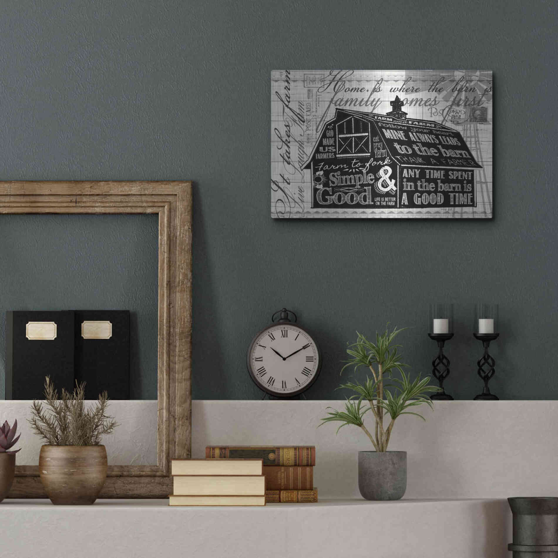 Luxe Metal Art 'Simple & Good Barn' by Cindy Jacobs, Metal Wall Art,16x12