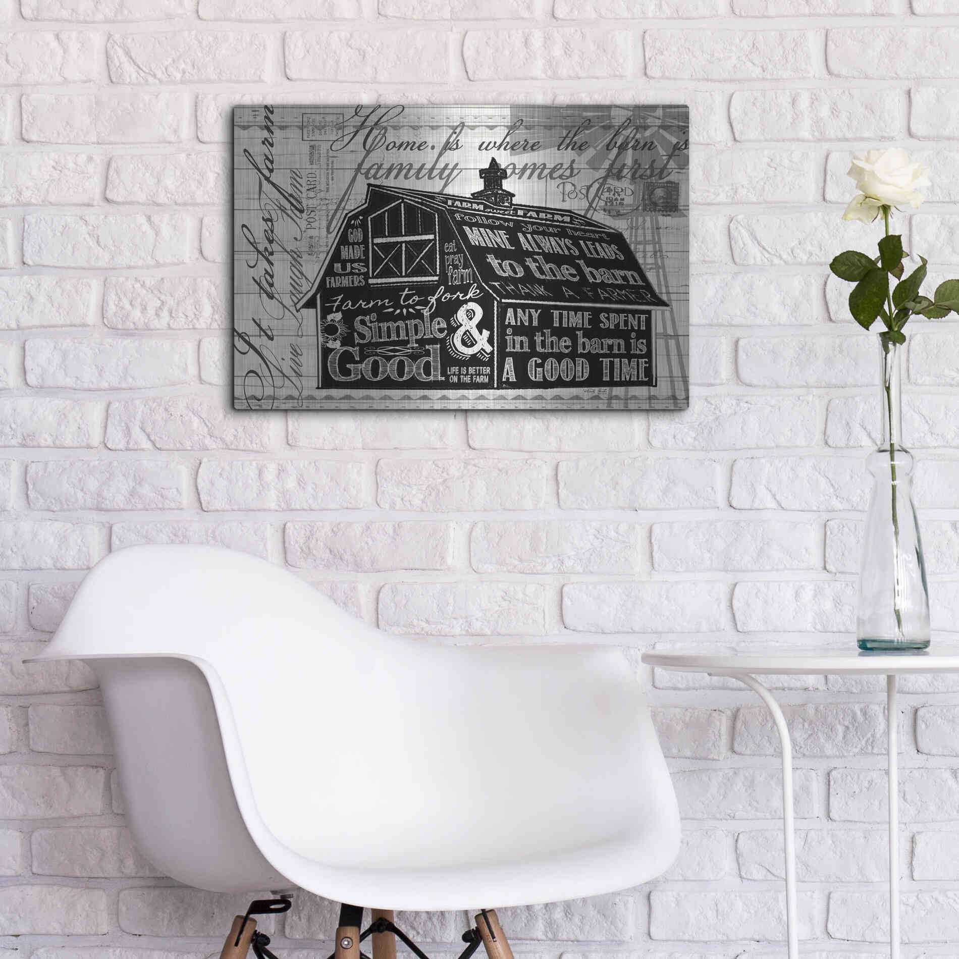 Luxe Metal Art 'Simple & Good Barn' by Cindy Jacobs, Metal Wall Art,24x16