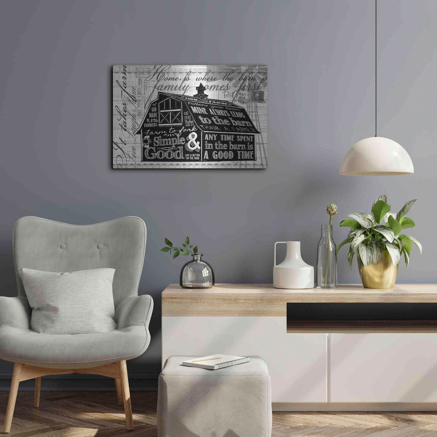 Luxe Metal Art 'Simple & Good Barn' by Cindy Jacobs, Metal Wall Art,24x16