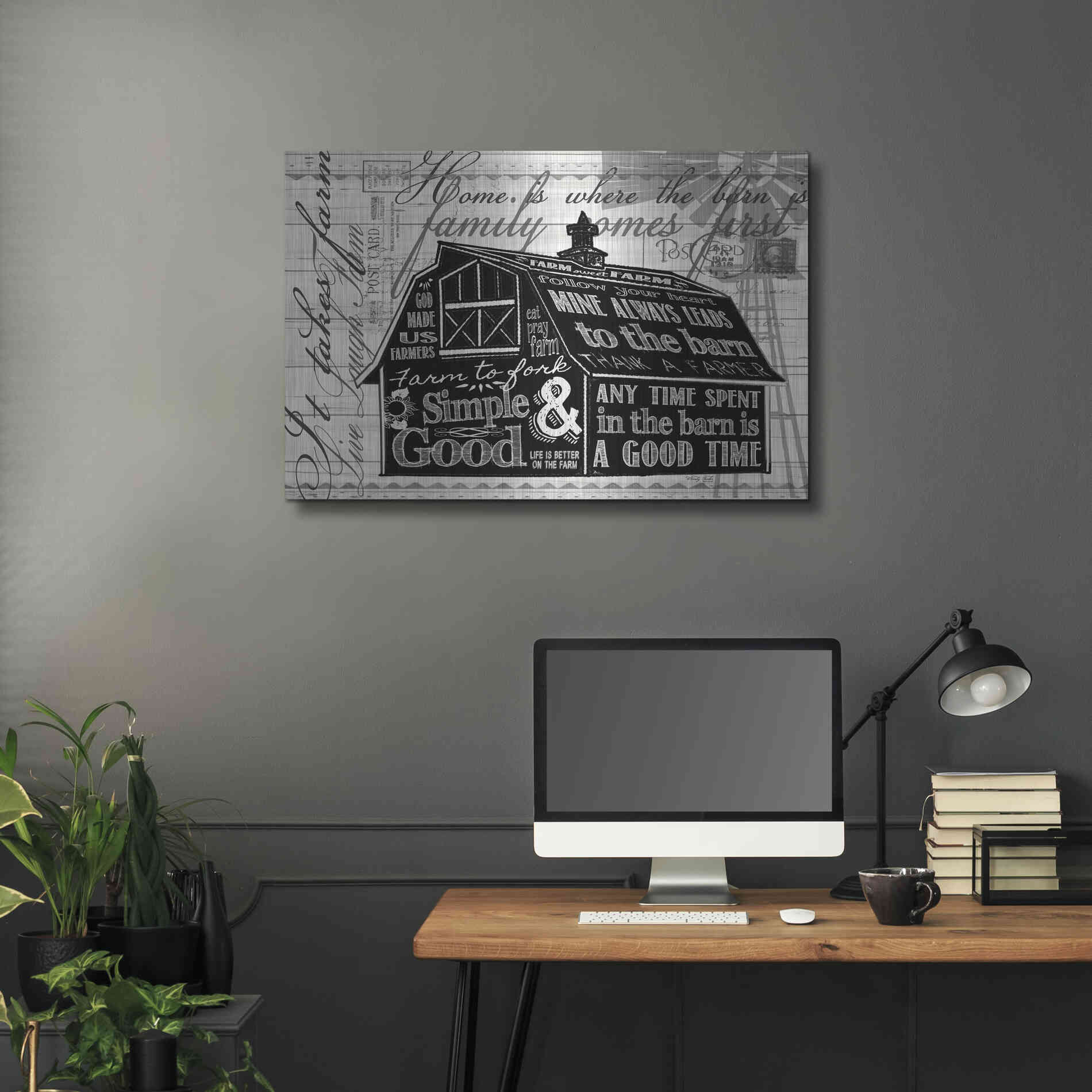 Luxe Metal Art 'Simple & Good Barn' by Cindy Jacobs, Metal Wall Art,36x24
