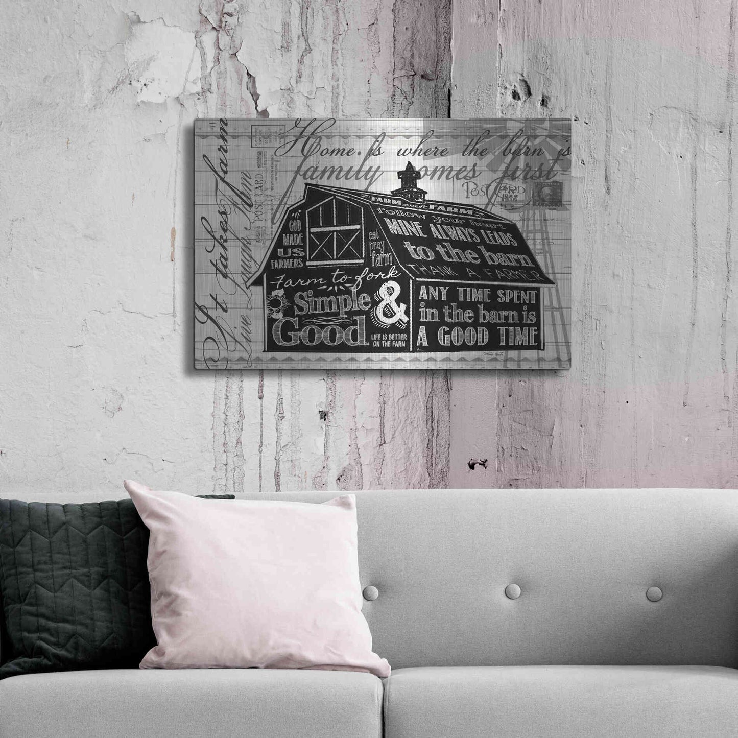 Luxe Metal Art 'Simple & Good Barn' by Cindy Jacobs, Metal Wall Art,36x24