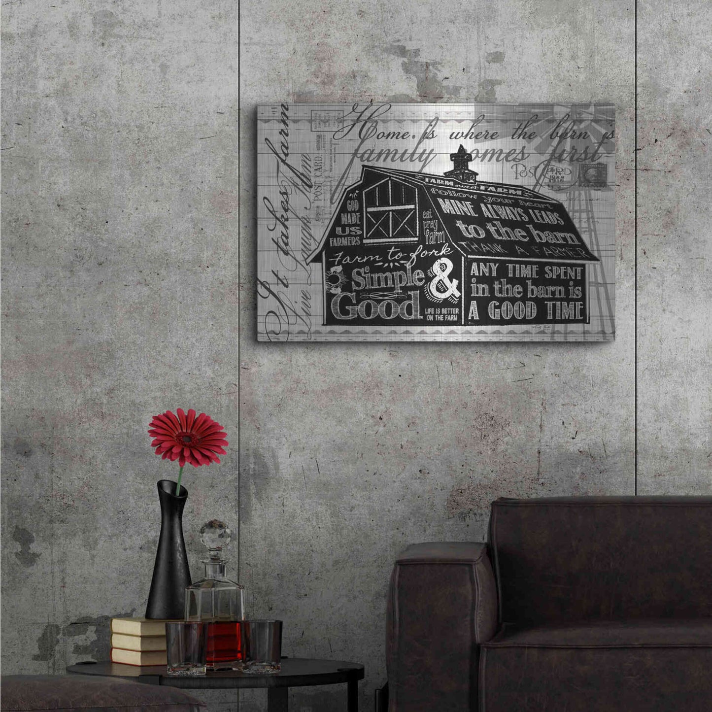Luxe Metal Art 'Simple & Good Barn' by Cindy Jacobs, Metal Wall Art,36x24