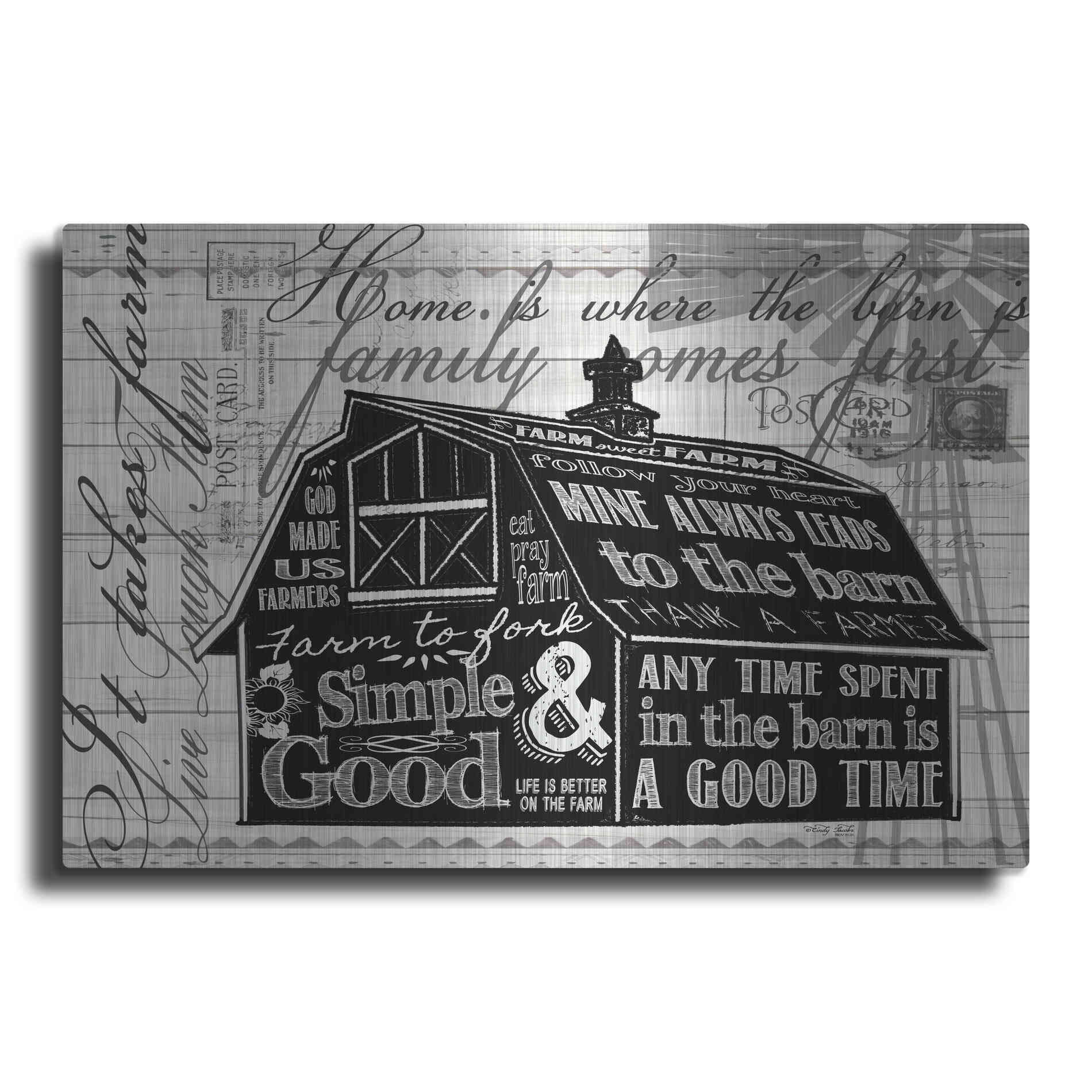 Luxe Metal Art 'Simple & Good Barn' by Cindy Jacobs, Metal Wall Art