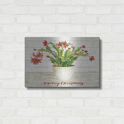 Luxe Metal Art 'Christmas Cactus - Merry Christmas' by Cindy Jacobs, Metal Wall Art,24x16