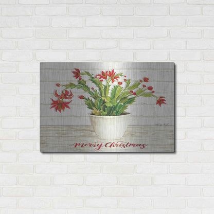 Luxe Metal Art 'Christmas Cactus - Merry Christmas' by Cindy Jacobs, Metal Wall Art,36x24