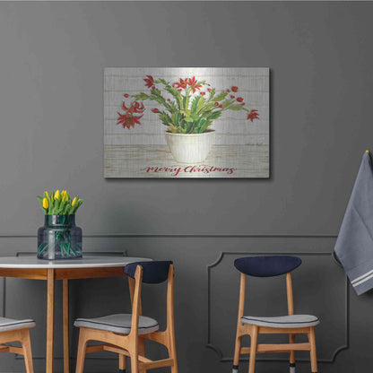 Luxe Metal Art 'Christmas Cactus - Merry Christmas' by Cindy Jacobs, Metal Wall Art,36x24