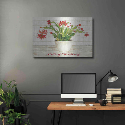 Luxe Metal Art 'Christmas Cactus - Merry Christmas' by Cindy Jacobs, Metal Wall Art,36x24