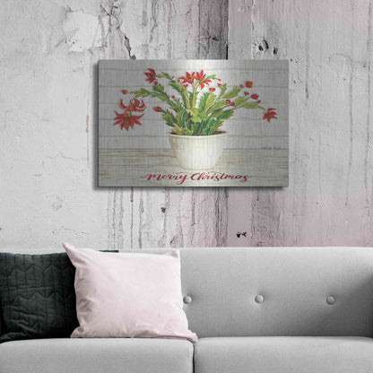 Luxe Metal Art 'Christmas Cactus - Merry Christmas' by Cindy Jacobs, Metal Wall Art,36x24