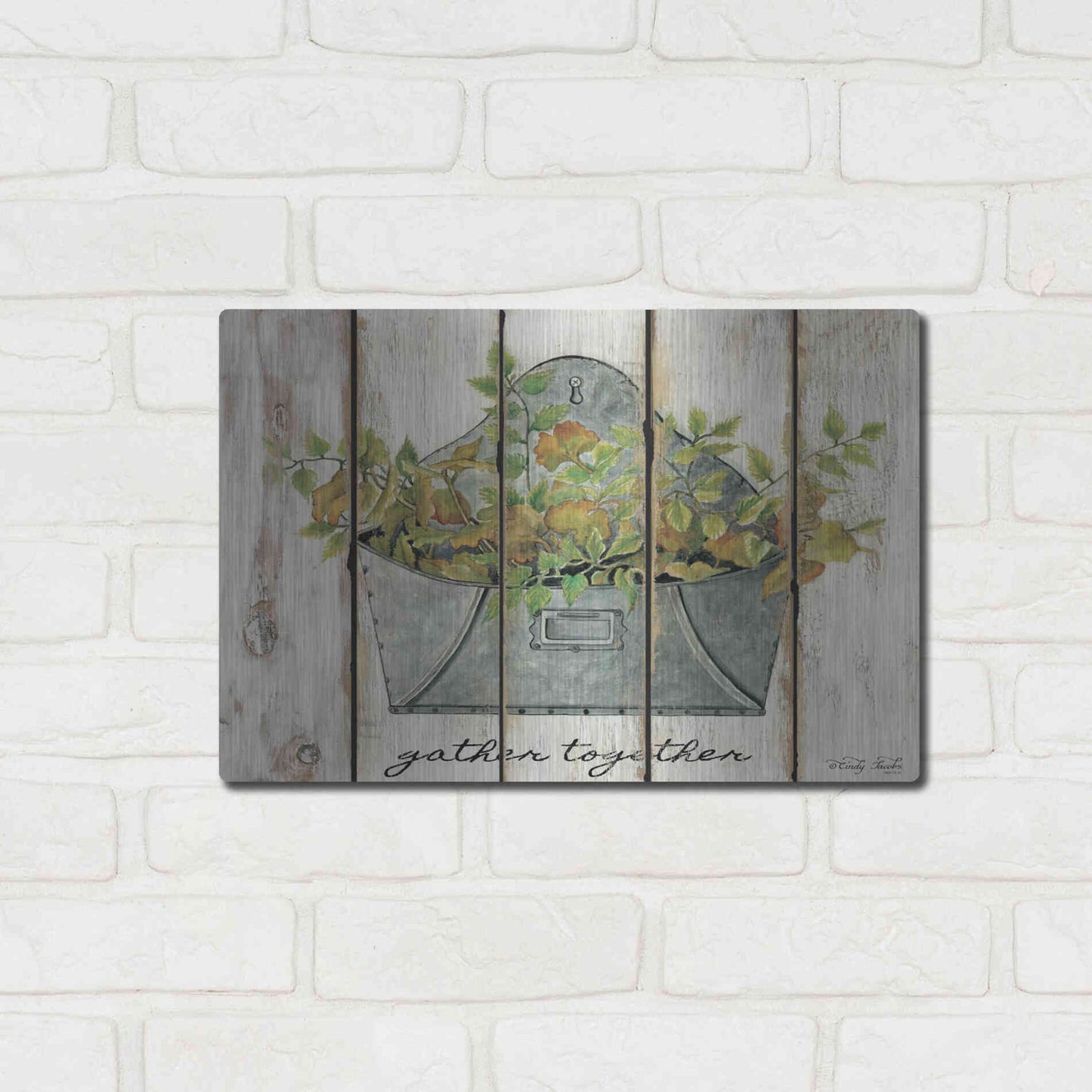 Luxe Metal Art 'Gather Together' by Cindy Jacobs, Metal Wall Art,16x12