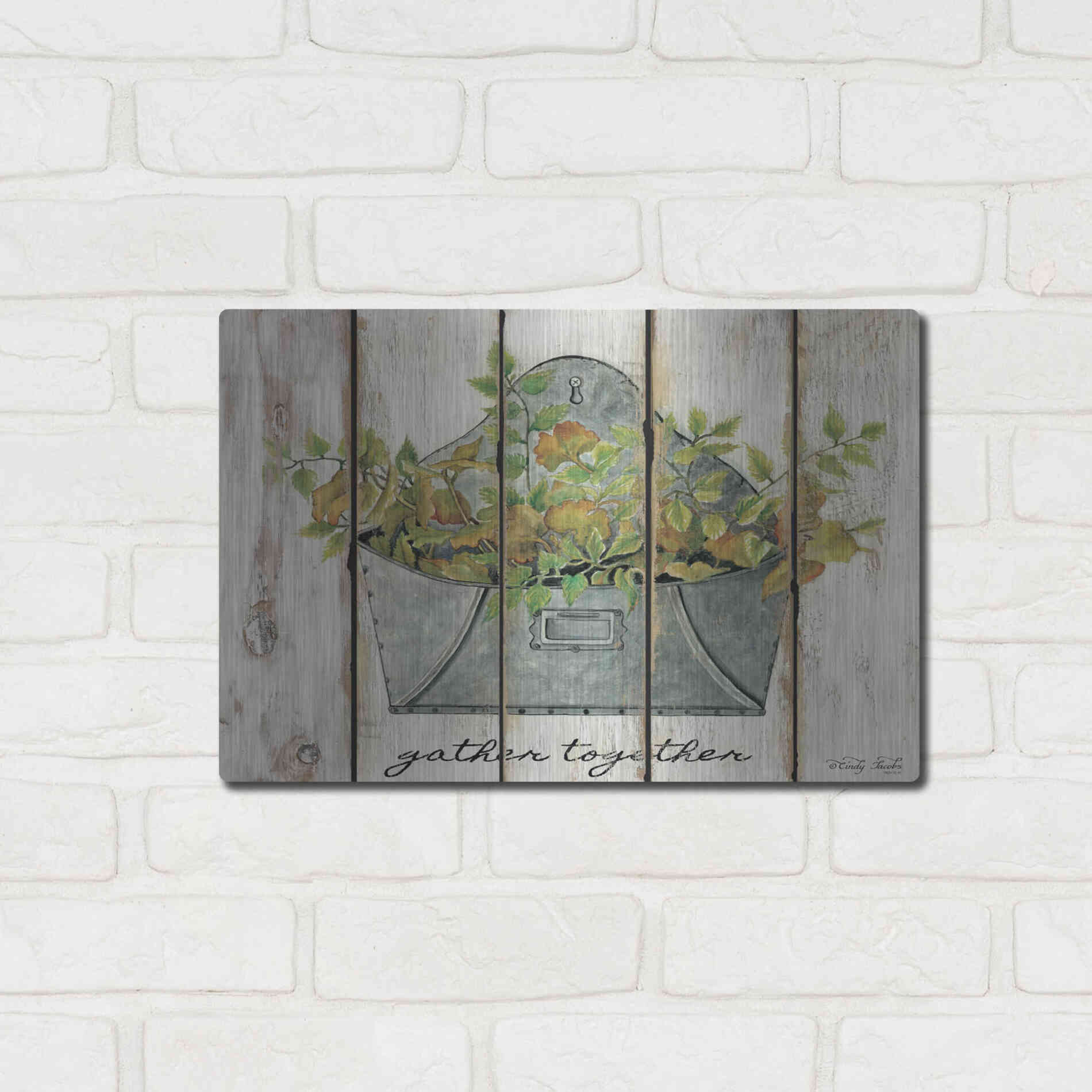Luxe Metal Art 'Gather Together' by Cindy Jacobs, Metal Wall Art,16x12