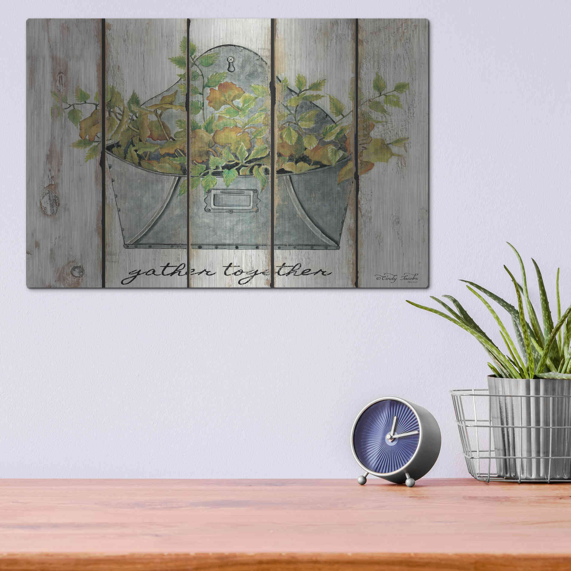 Luxe Metal Art 'Gather Together' by Cindy Jacobs, Metal Wall Art,16x12