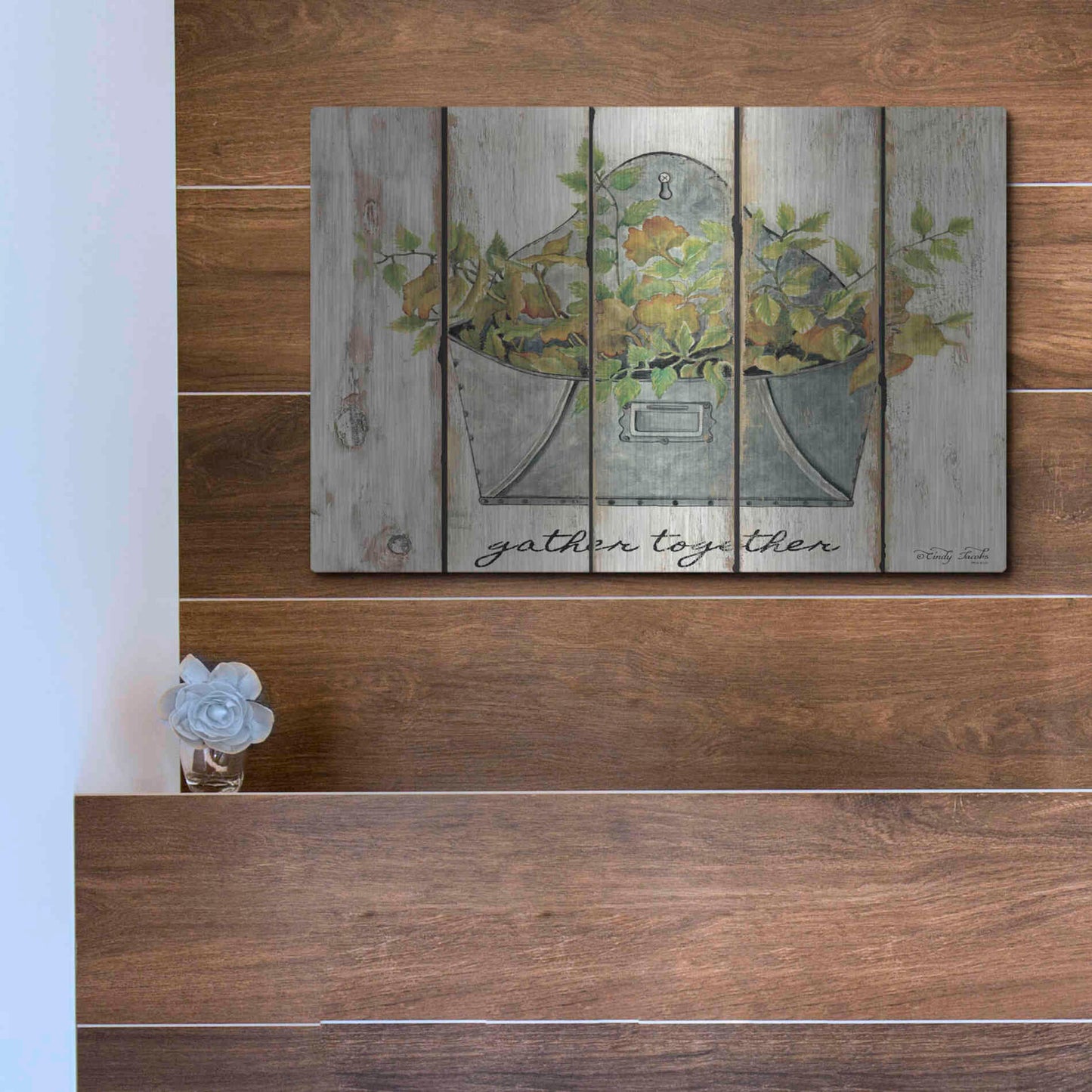 Luxe Metal Art 'Gather Together' by Cindy Jacobs, Metal Wall Art,16x12
