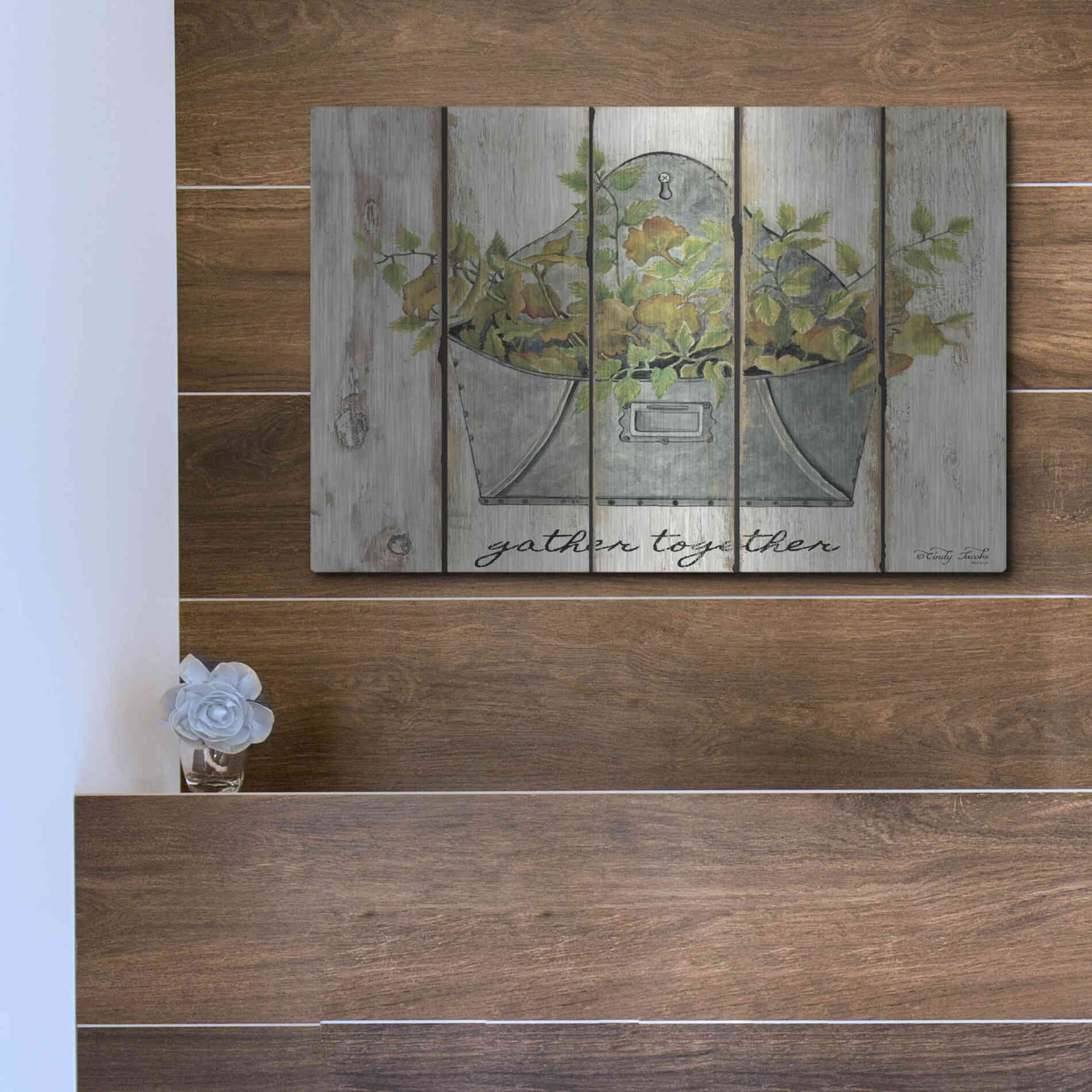 Luxe Metal Art 'Gather Together' by Cindy Jacobs, Metal Wall Art,16x12