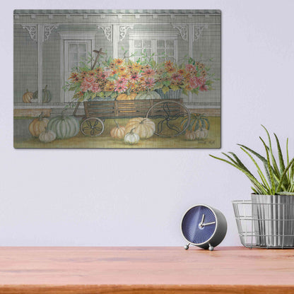 Luxe Metal Art 'Fall Wagon' by Cindy Jacobs, Metal Wall Art,16x12