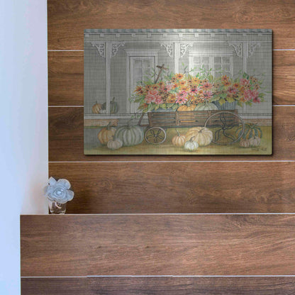 Luxe Metal Art 'Fall Wagon' by Cindy Jacobs, Metal Wall Art,16x12