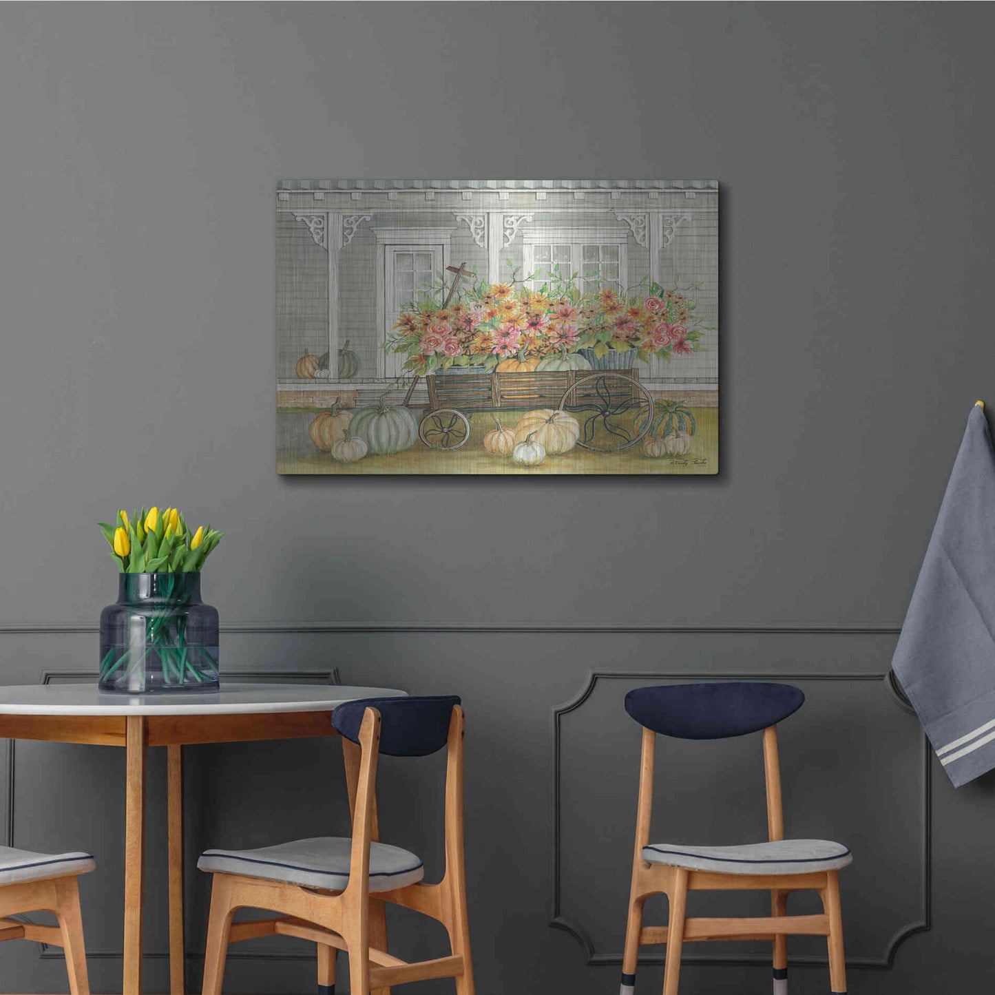 Luxe Metal Art 'Fall Wagon' by Cindy Jacobs, Metal Wall Art,36x24