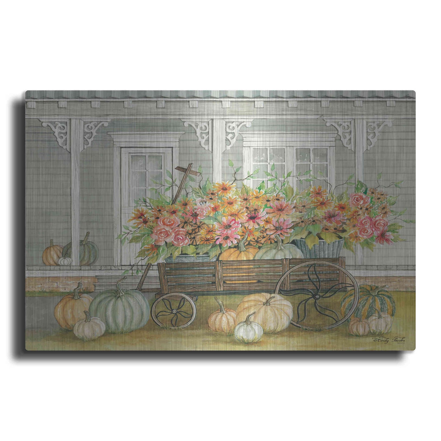 Luxe Metal Art 'Fall Wagon' by Cindy Jacobs, Metal Wall Art