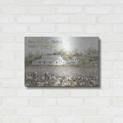 Luxe Metal Art 'Beautifully Simple Cotton Farm' by Cindy Jacobs, Metal Wall Art,24x16