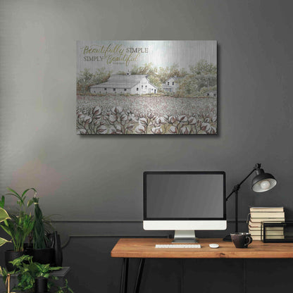 Luxe Metal Art 'Beautifully Simple Cotton Farm' by Cindy Jacobs, Metal Wall Art,36x24