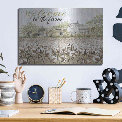 Luxe Metal Art 'Welcome to the Farm' by Cindy Jacobs, Metal Wall Art,16x12