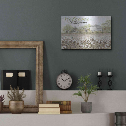 Luxe Metal Art 'Welcome to the Farm' by Cindy Jacobs, Metal Wall Art,16x12