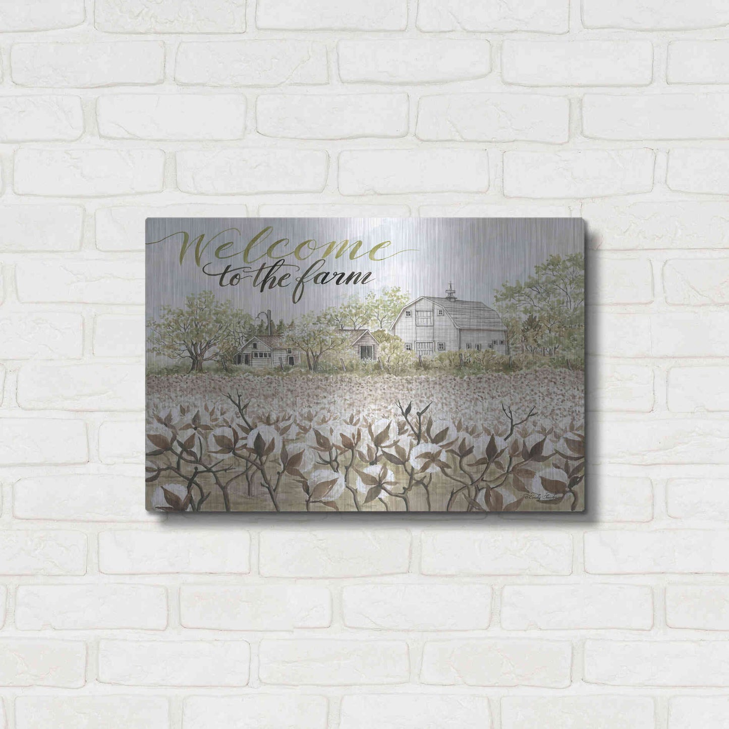 Luxe Metal Art 'Welcome to the Farm' by Cindy Jacobs, Metal Wall Art,24x16