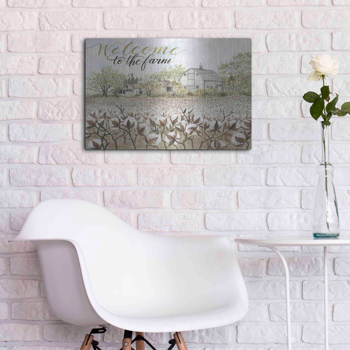 Luxe Metal Art 'Welcome to the Farm' by Cindy Jacobs, Metal Wall Art,24x16