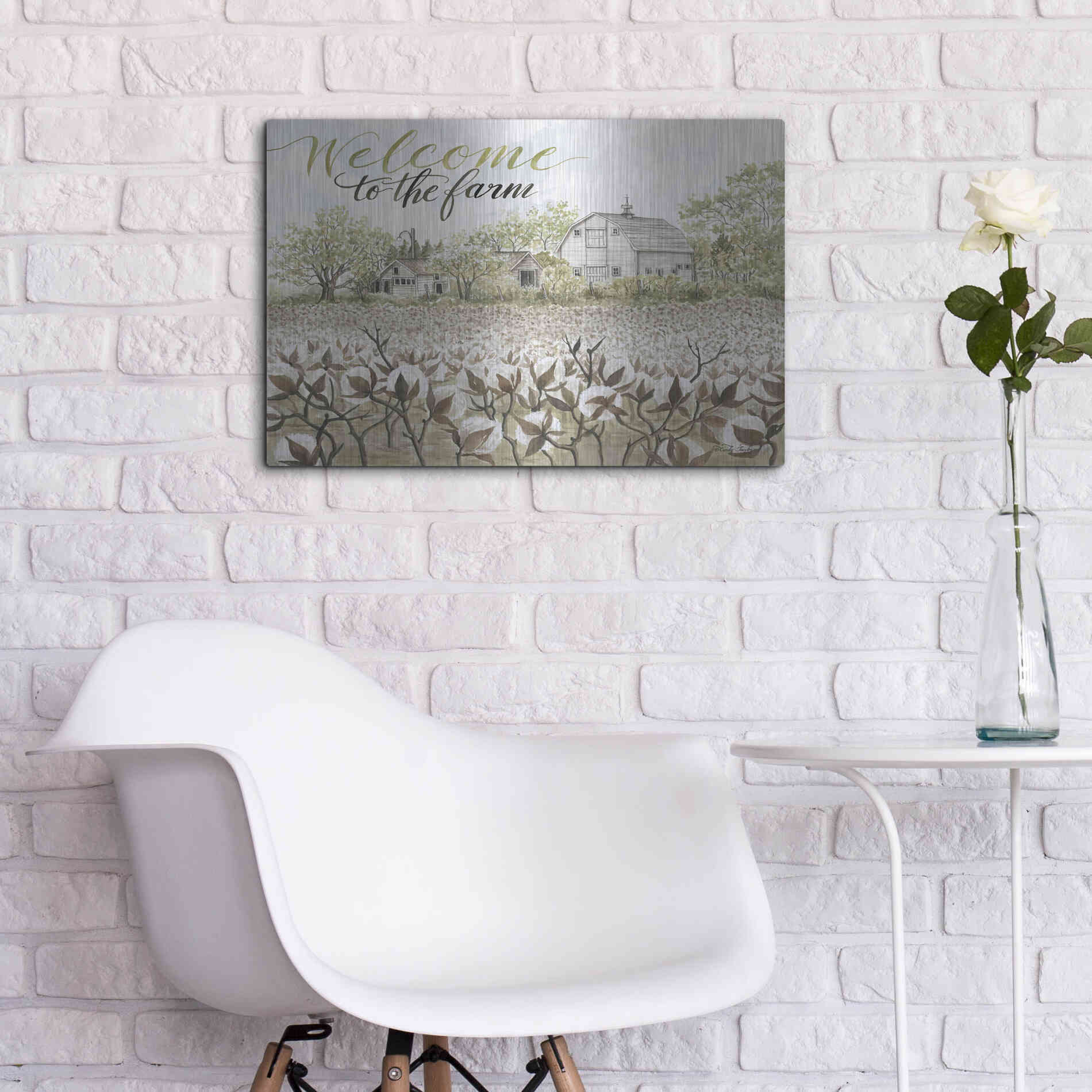 Luxe Metal Art 'Welcome to the Farm' by Cindy Jacobs, Metal Wall Art,24x16