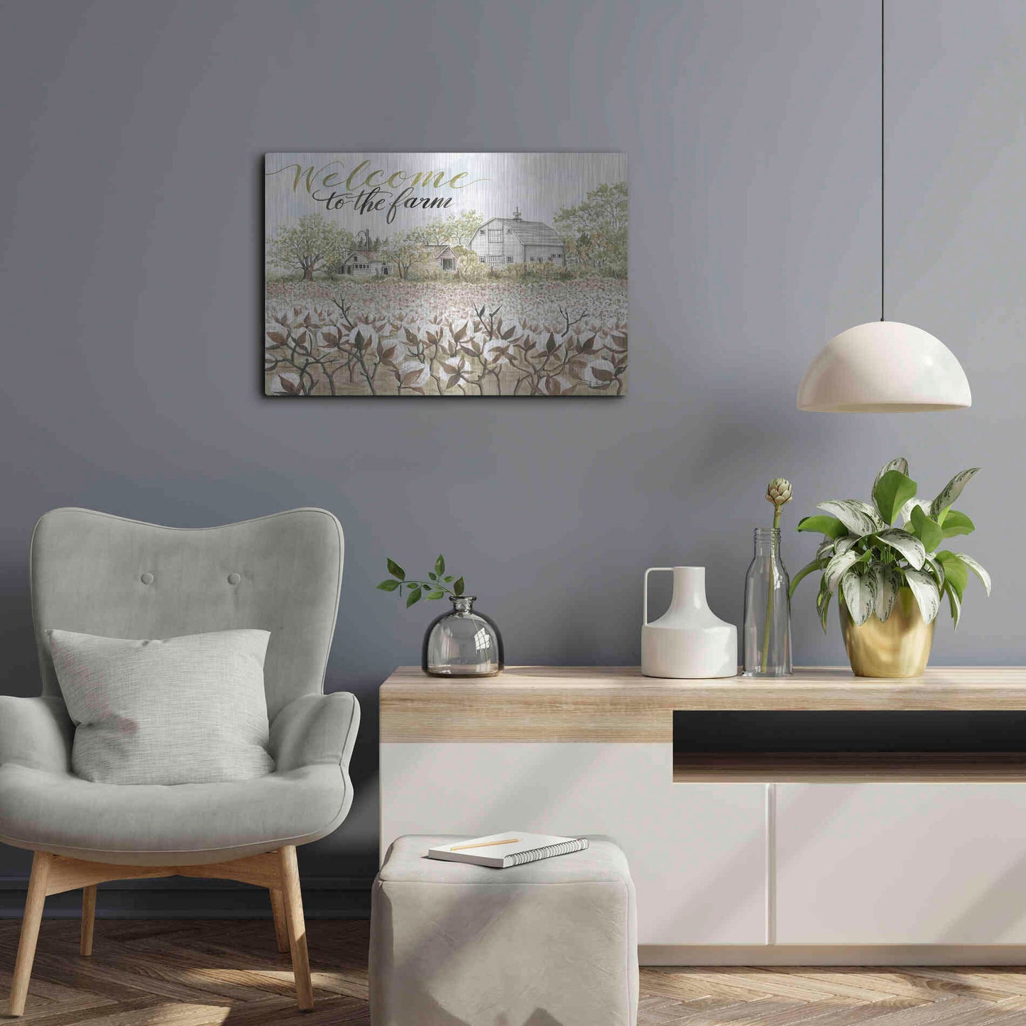 Luxe Metal Art 'Welcome to the Farm' by Cindy Jacobs, Metal Wall Art,24x16