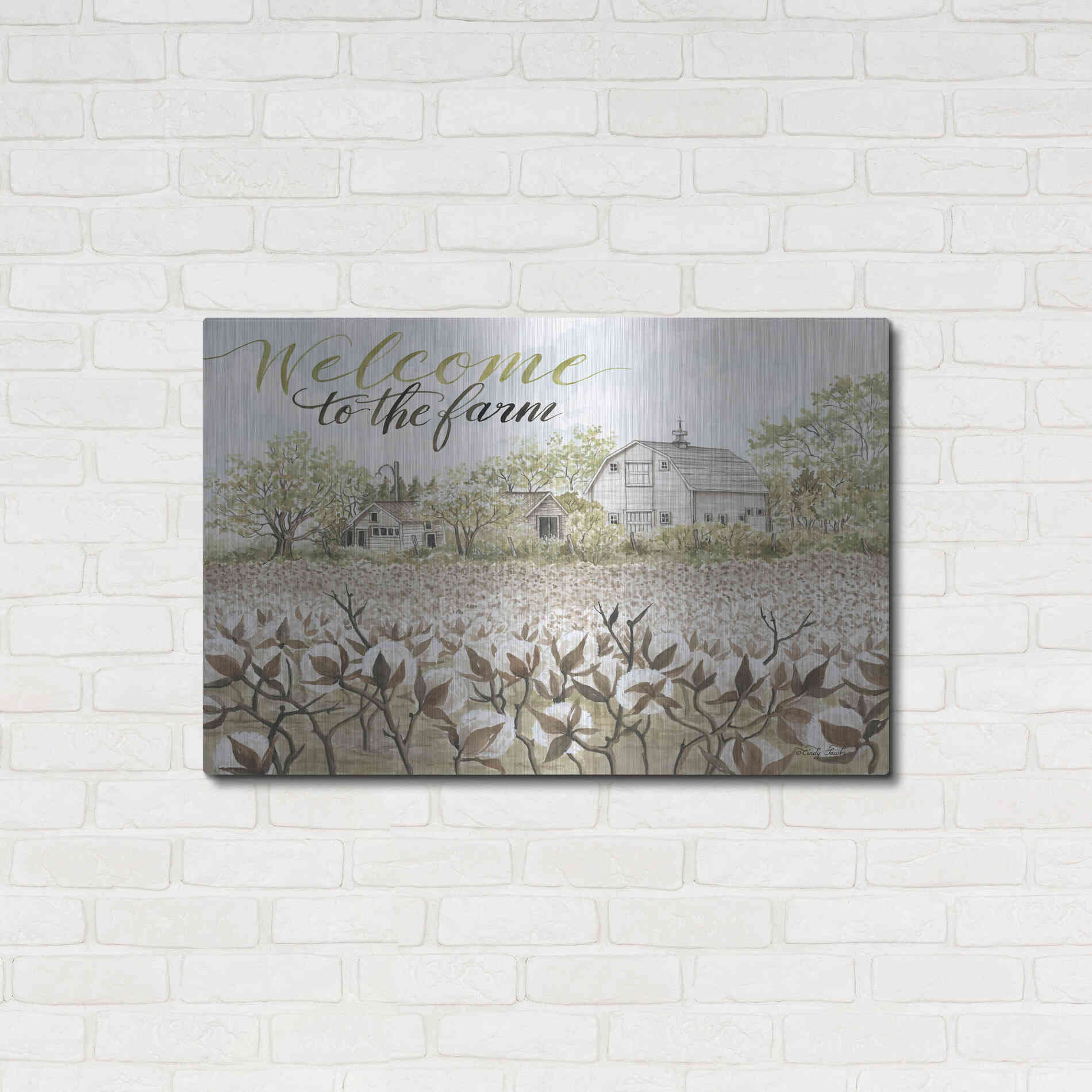 Luxe Metal Art 'Welcome to the Farm' by Cindy Jacobs, Metal Wall Art,36x24