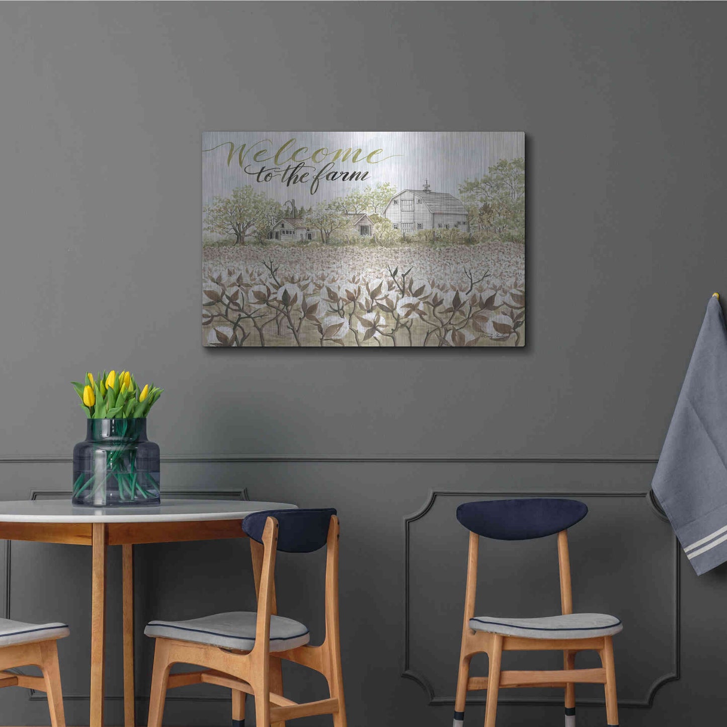 Luxe Metal Art 'Welcome to the Farm' by Cindy Jacobs, Metal Wall Art,36x24