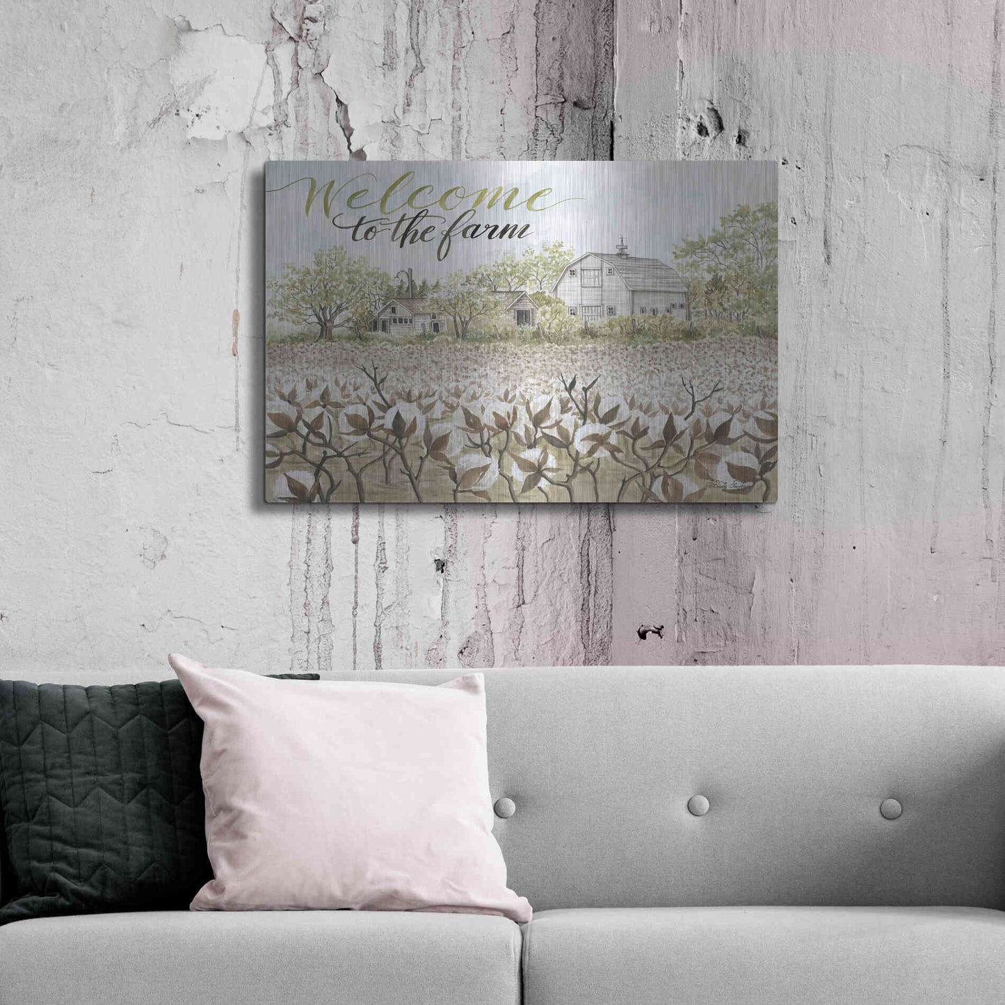 Luxe Metal Art 'Welcome to the Farm' by Cindy Jacobs, Metal Wall Art,36x24