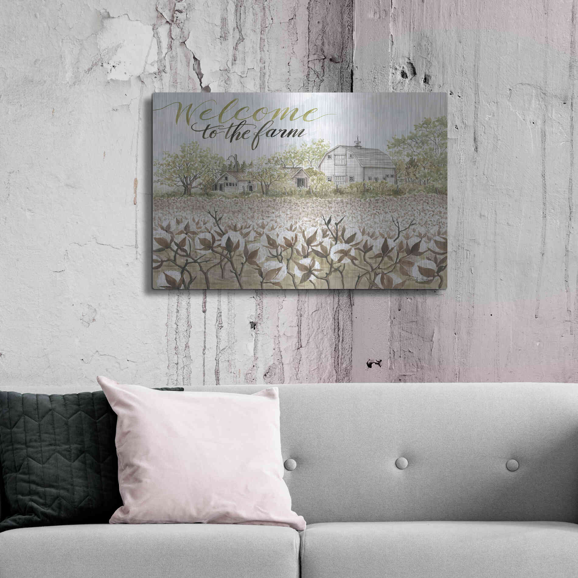 Luxe Metal Art 'Welcome to the Farm' by Cindy Jacobs, Metal Wall Art,36x24